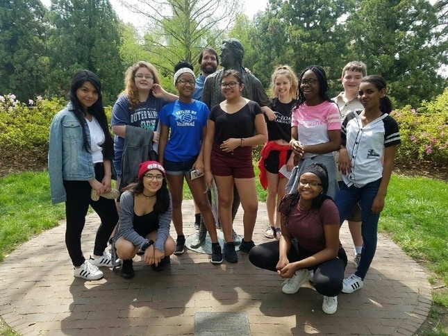 the 8th grade academy poses for a picture at William & Mary