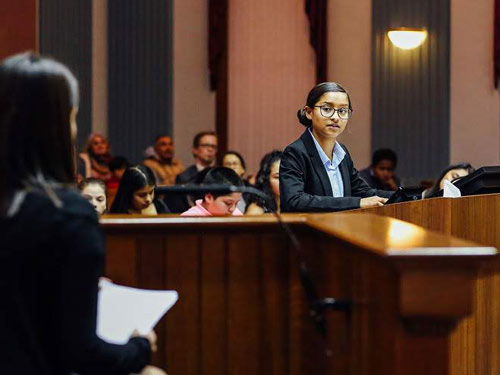 Student in a mock trial.
