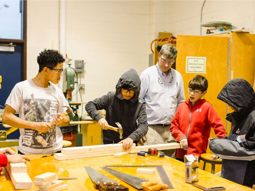 Thomas Harrison Middle School's On the Road program learns carpentry
